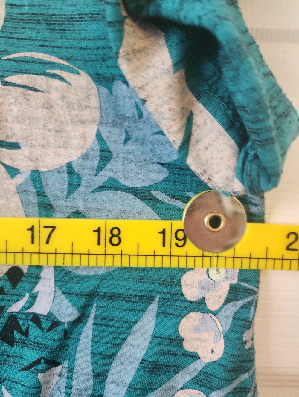 Disney Teal Floral V-Neck Knot Front Short Sleeve Tee - Women's Large - Picture 6 of 7